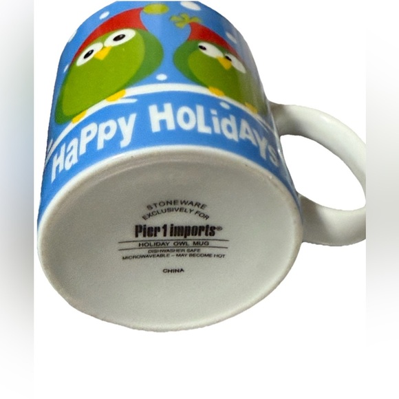 Pier 1 Owls Blue and Green Holiday Mug - Picture 3 of 3